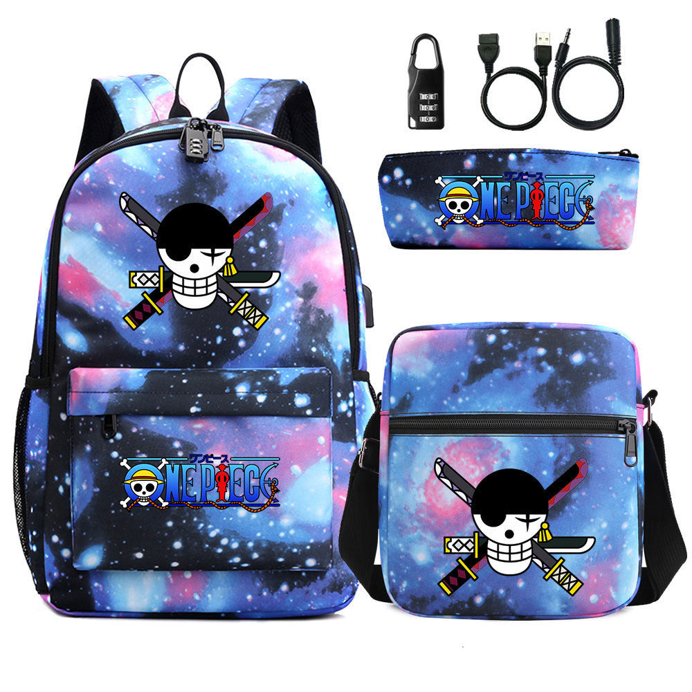 Women's & Men's & Cartoon One Piece Password Pencil Middle School Students' Schoolbags