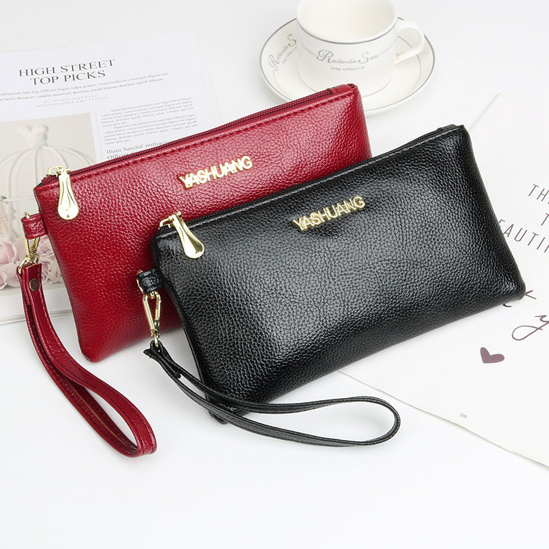 Women's Long Litchi Pattern Soft Feel Mobile Ladies Wallet