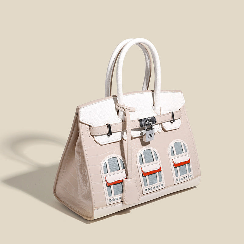Simple Sewing Line Platinum Foreskin Leisure Women's Handbag