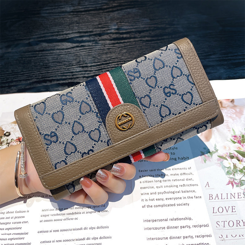 Mobile Integrated Long Simple Folding Female Card Holder