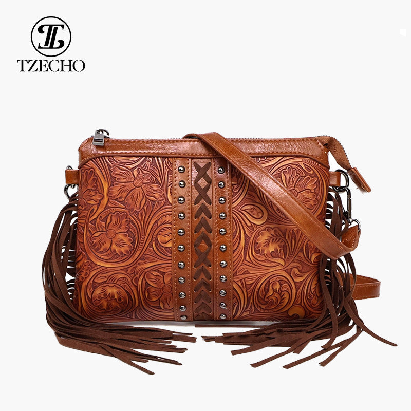 Women's Bohemian Tassel High Sense Genuine Leather Crossbody Bags
