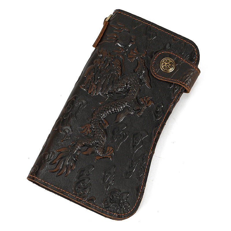 Men's Crazy Horse Leather Long Genuine Iron Men's Wallets