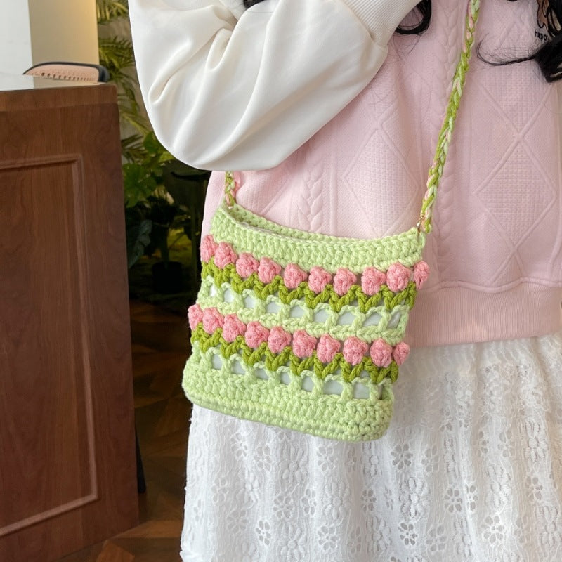 Tulip Hand-woven Material Homemade Summer Dopamine Bags