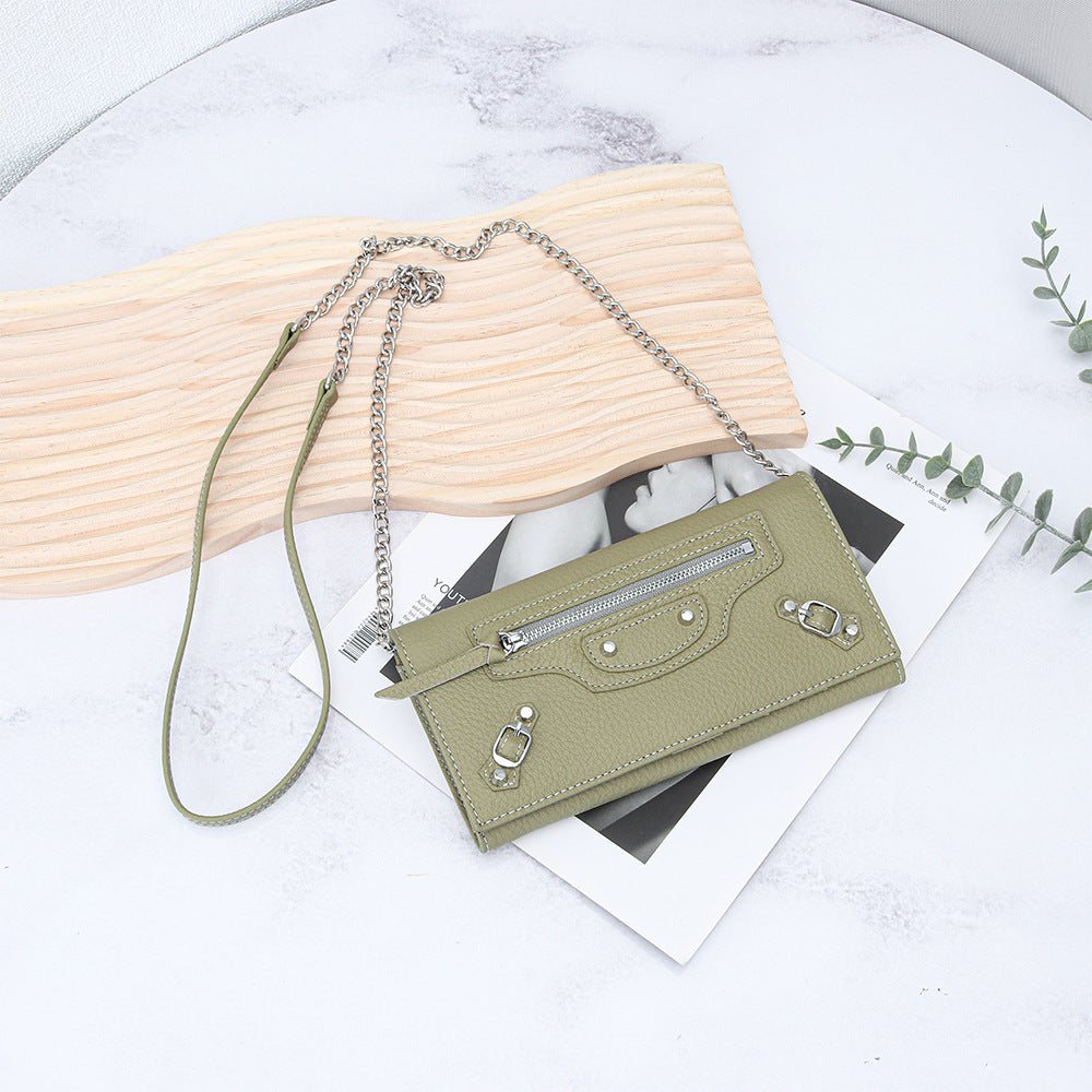 Women's Leather Motorcycle Rivet Chain Light Luxury Fashion Clutch Women's Messenger Bag