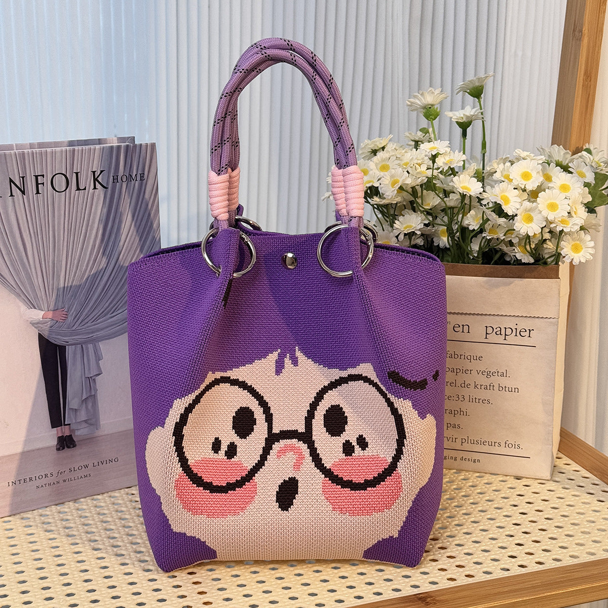 Festival Knitted Portable Out Large Capacity Women's Handbag