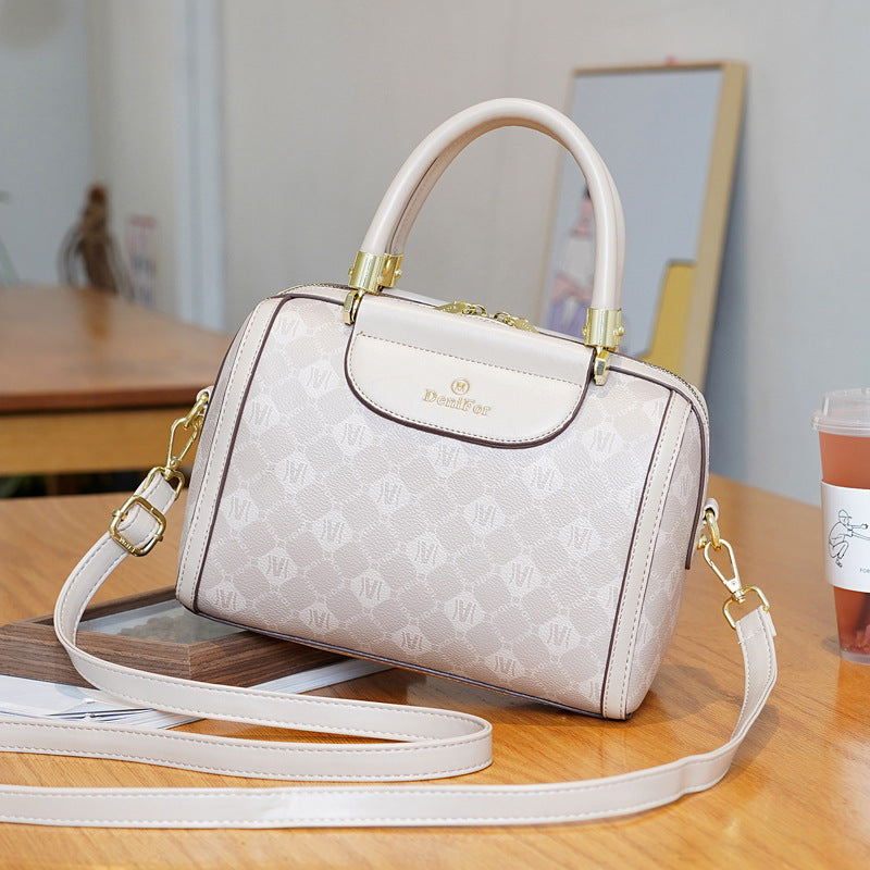 Women's Embossed Boston Fashion Large Capacity Portable Crossbody Bags