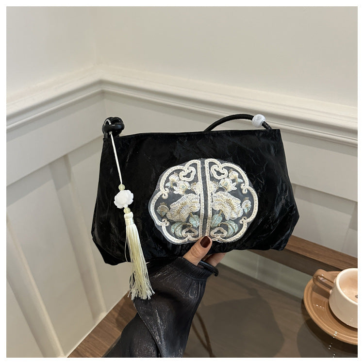 Embroidery Large Capacity Summer Fresh Pleated Bags