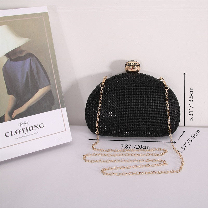 Light Luxury Double-sided Rhinestone Semicircle Clutch Party Wedding Banquet Evening Bags