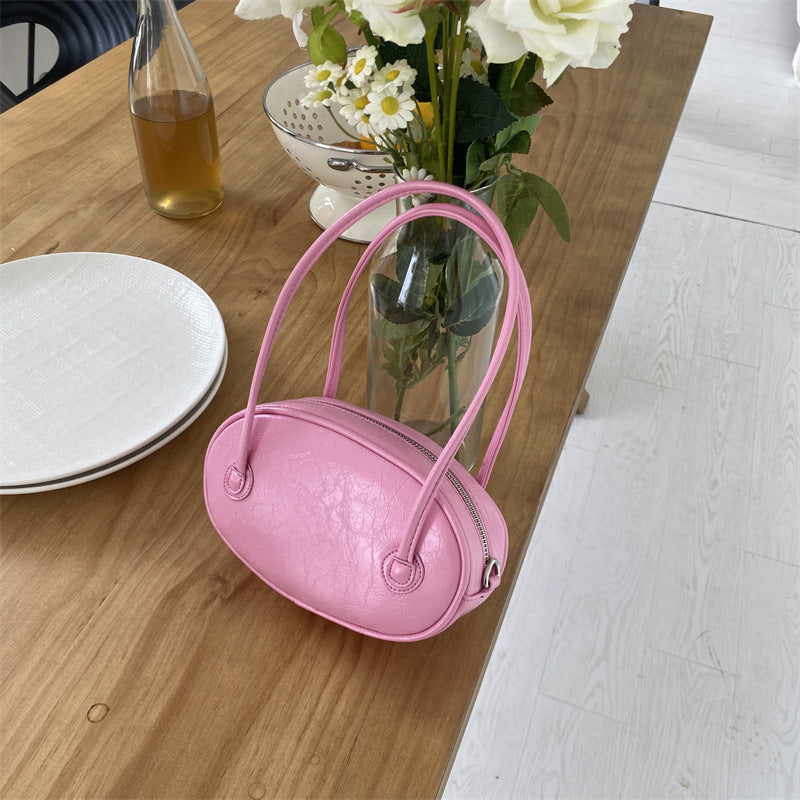 Women's Korean Style Niche Chain Oval Simple High Crossbody Bags