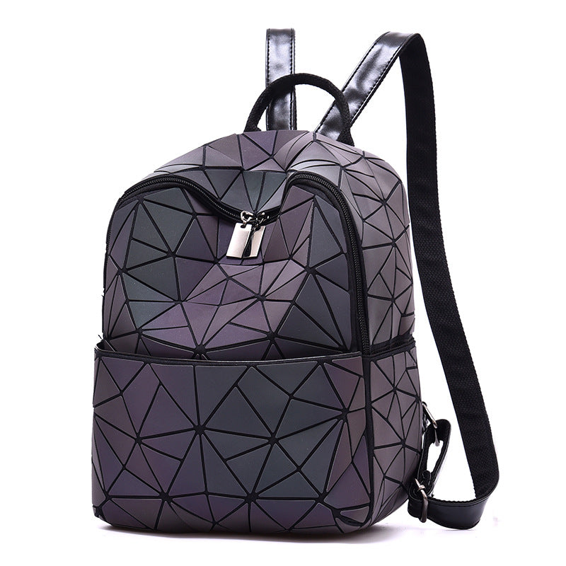 Women's Geometric Trend Rhombus Luminous Color Changing Backpacks