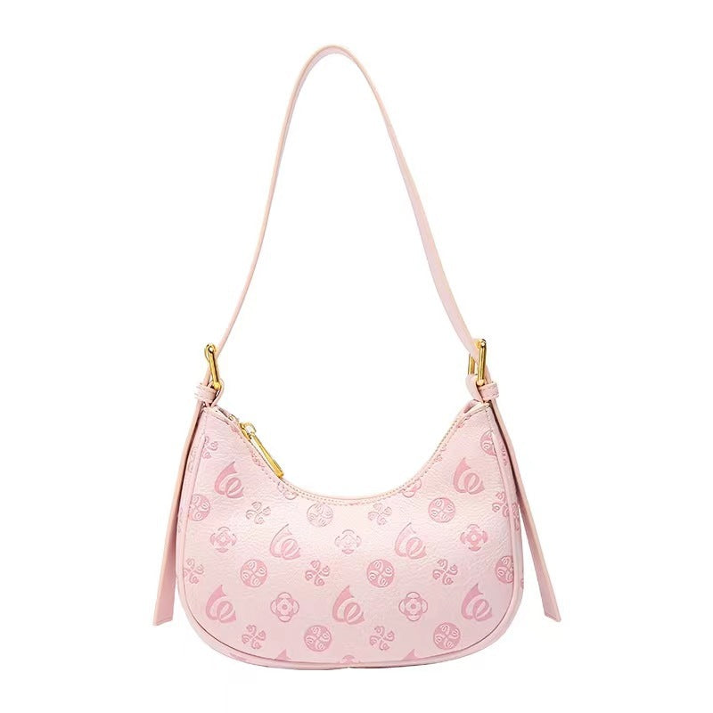 Women's Niche Pink Underarm Summer Fashion Printed French Stick Women's Handbag