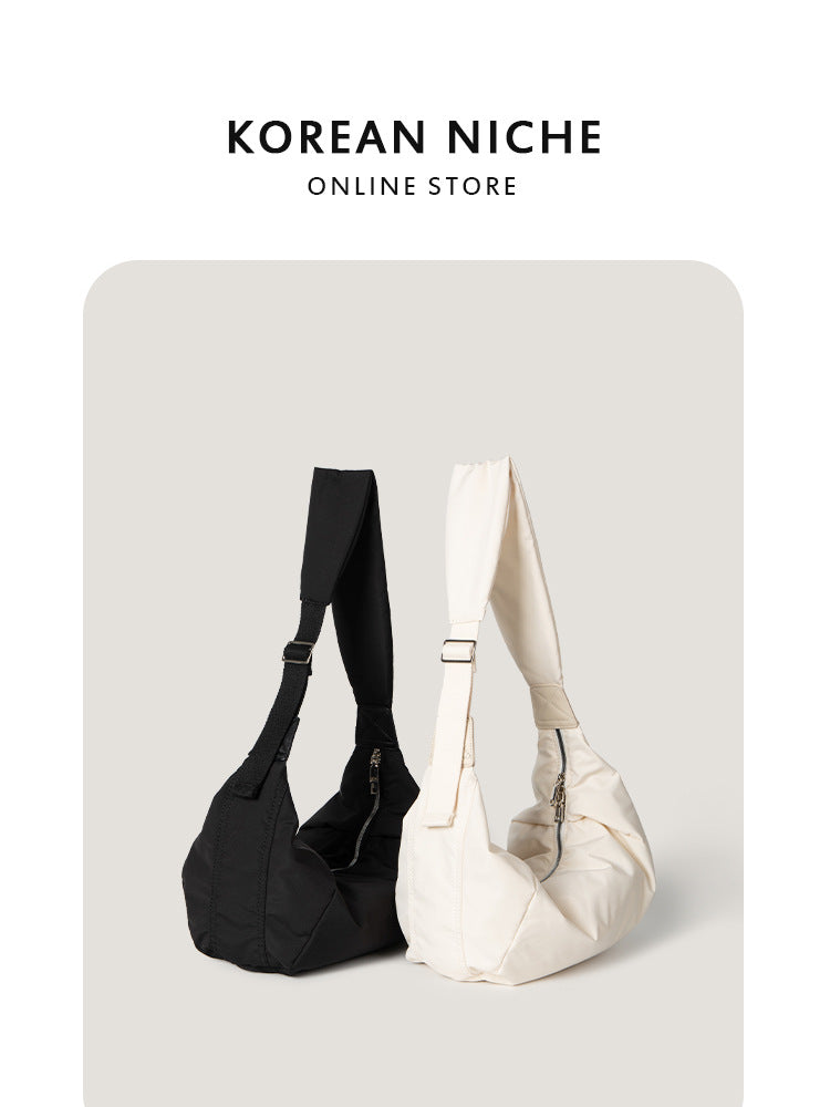 Capacity Nylon Cloth Texture Solid Color Shoulder Bags