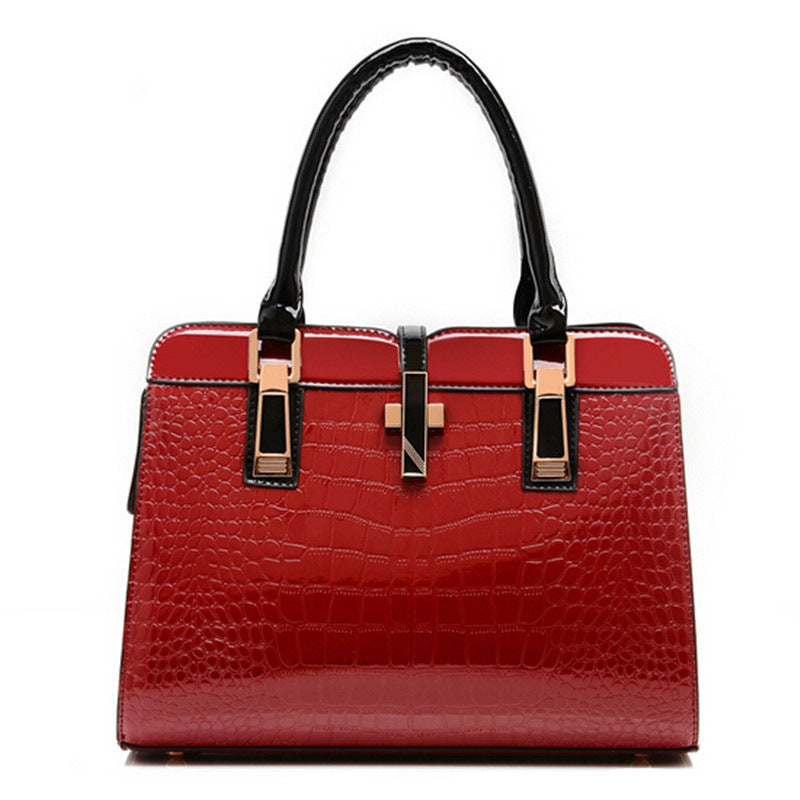 Women's Crocodile Pattern Mom Fashion Big Shoulder Bags