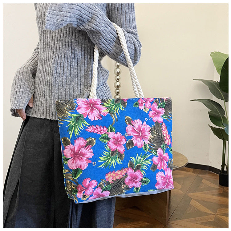 Women's Pattern Canvas Floral Cloth Ethnic Style Large Women's Shoulder Bag