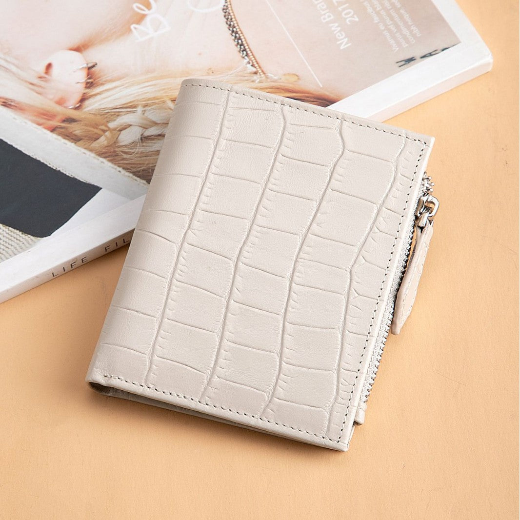 Genuine Leather Fashion Crocodile Pattern Short Ladies Wallets