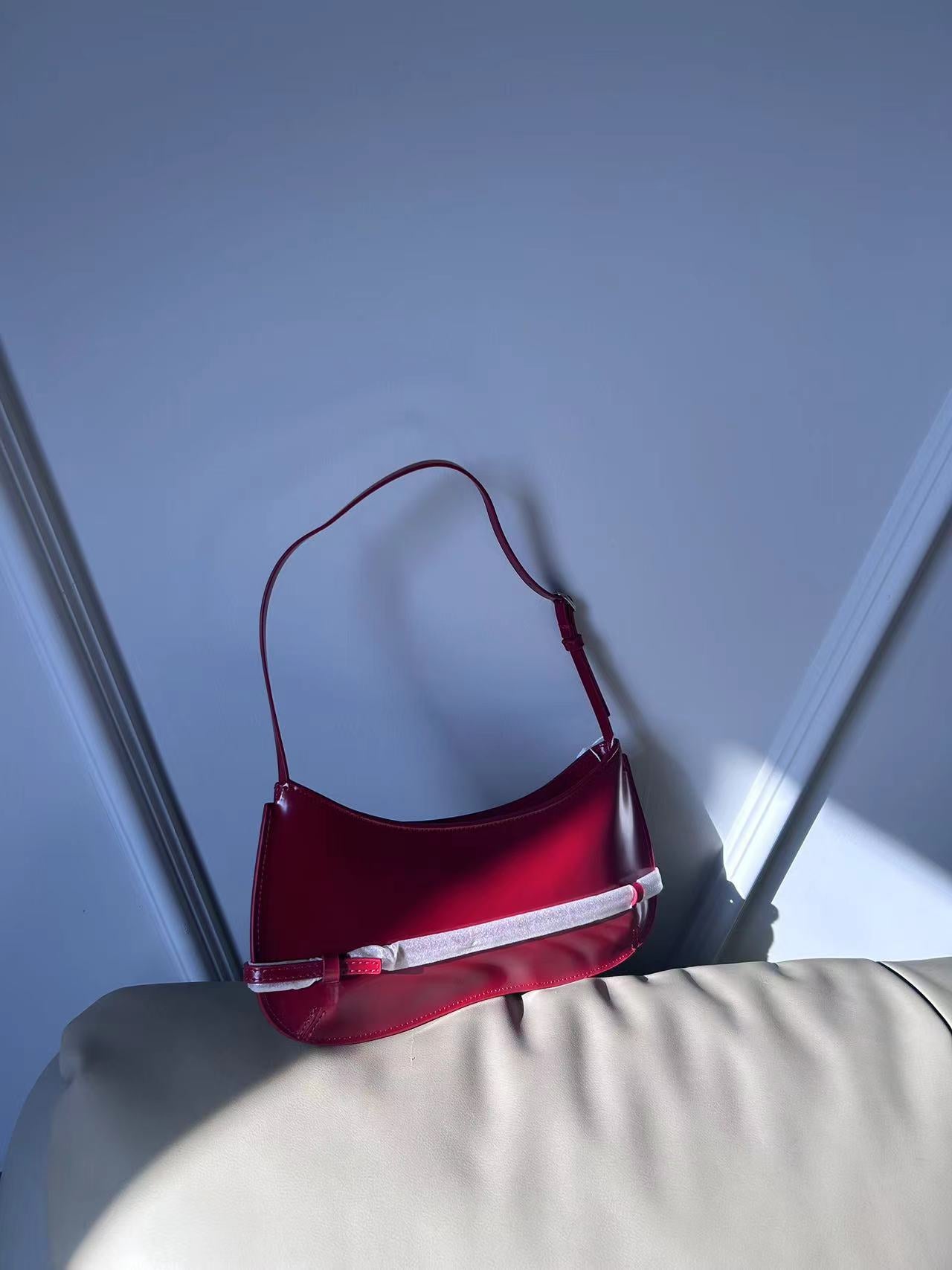 Design Cowhide Red Baguette Genuine Leather Handbags