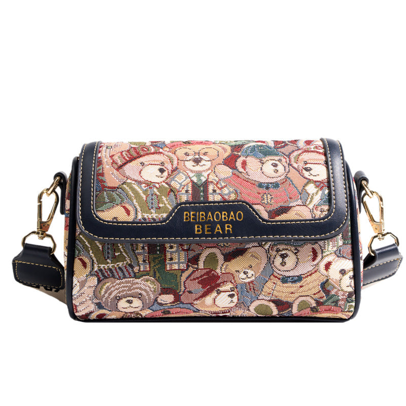 Women's Cartoon Little Bear Pattern Fashion Color Contrast Bags