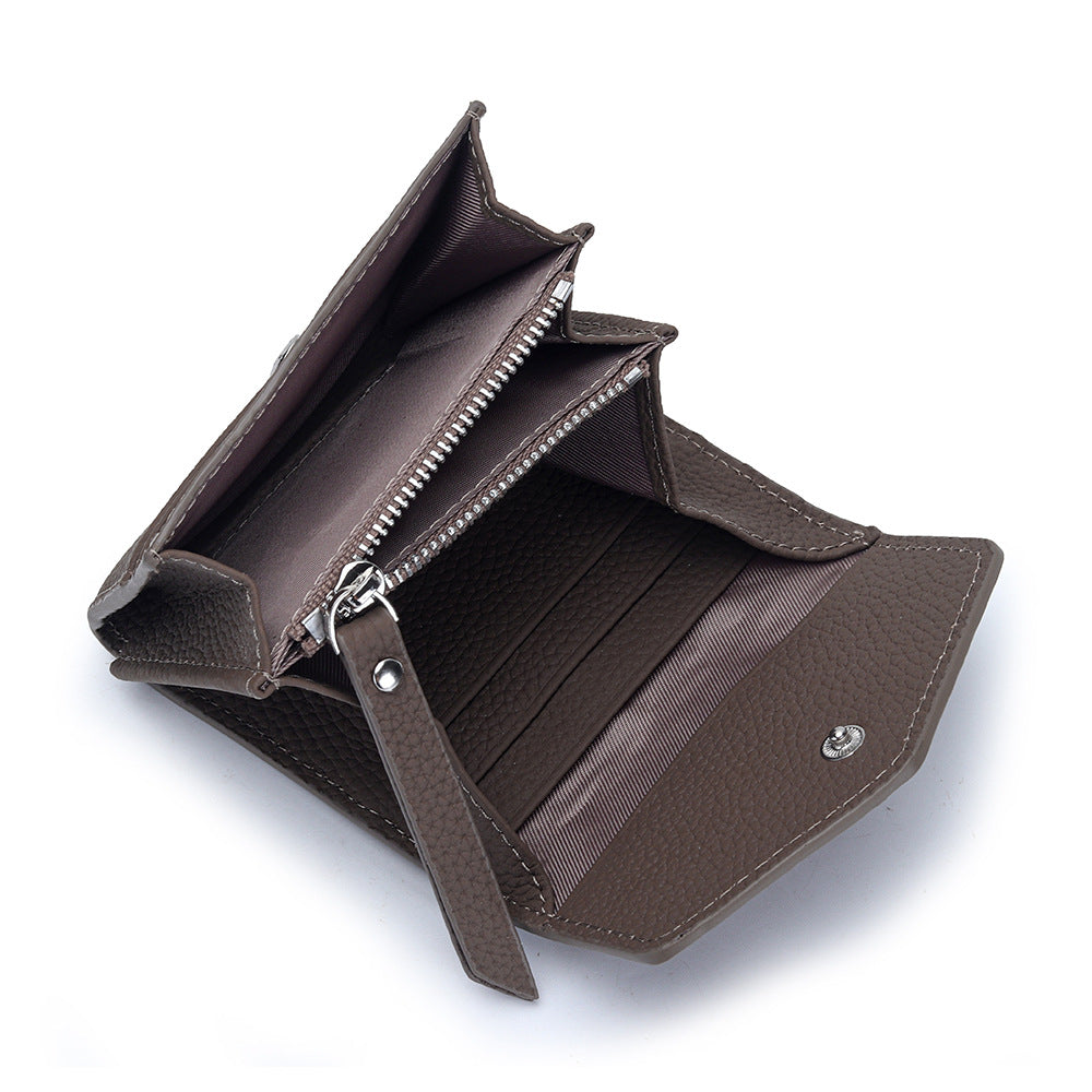 Versatile Women's Leather Short Folding Storage Ladies Wallet