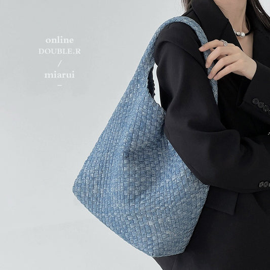 Women's Wind Snowflake Denim Woven Large Capacity Shoulder Bags