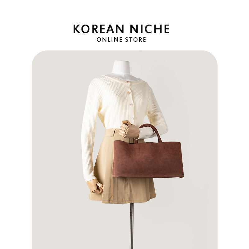 Women's Korean Niche Minimalist Suede Large Capacity Tote Bags