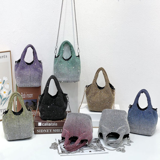 Women's Full Diamond Hot Rhinestone King Dinner Shoulder Bags