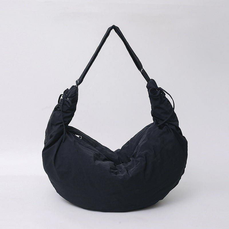 Women's Niche Pleated Crescent Hobo Simple Croissant Tote Bags