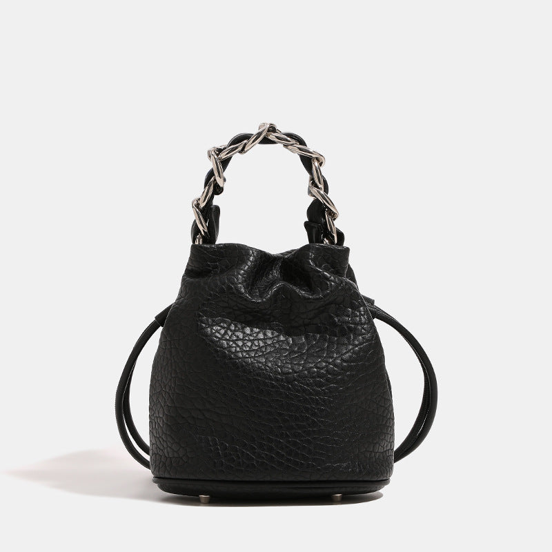 Women's Chain Lychee Pattern Fashion Niche High-grade Soft Bucket Bags