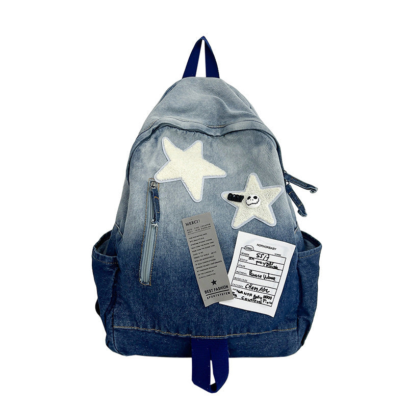 Gradient Denim Early High College Vintage Backpacks