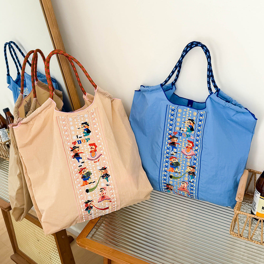 Environmental Protection Waterproof Nylon Embroidery Fashion Large Bags