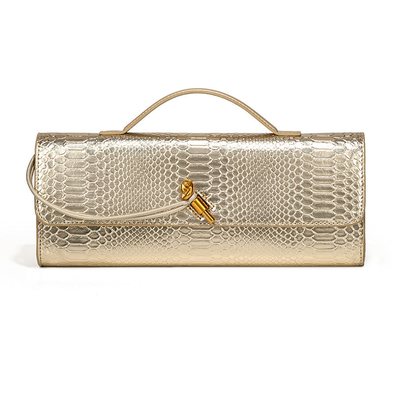 Crocodile Pattern Snake Clutch File Horizontal Crossbody Bags