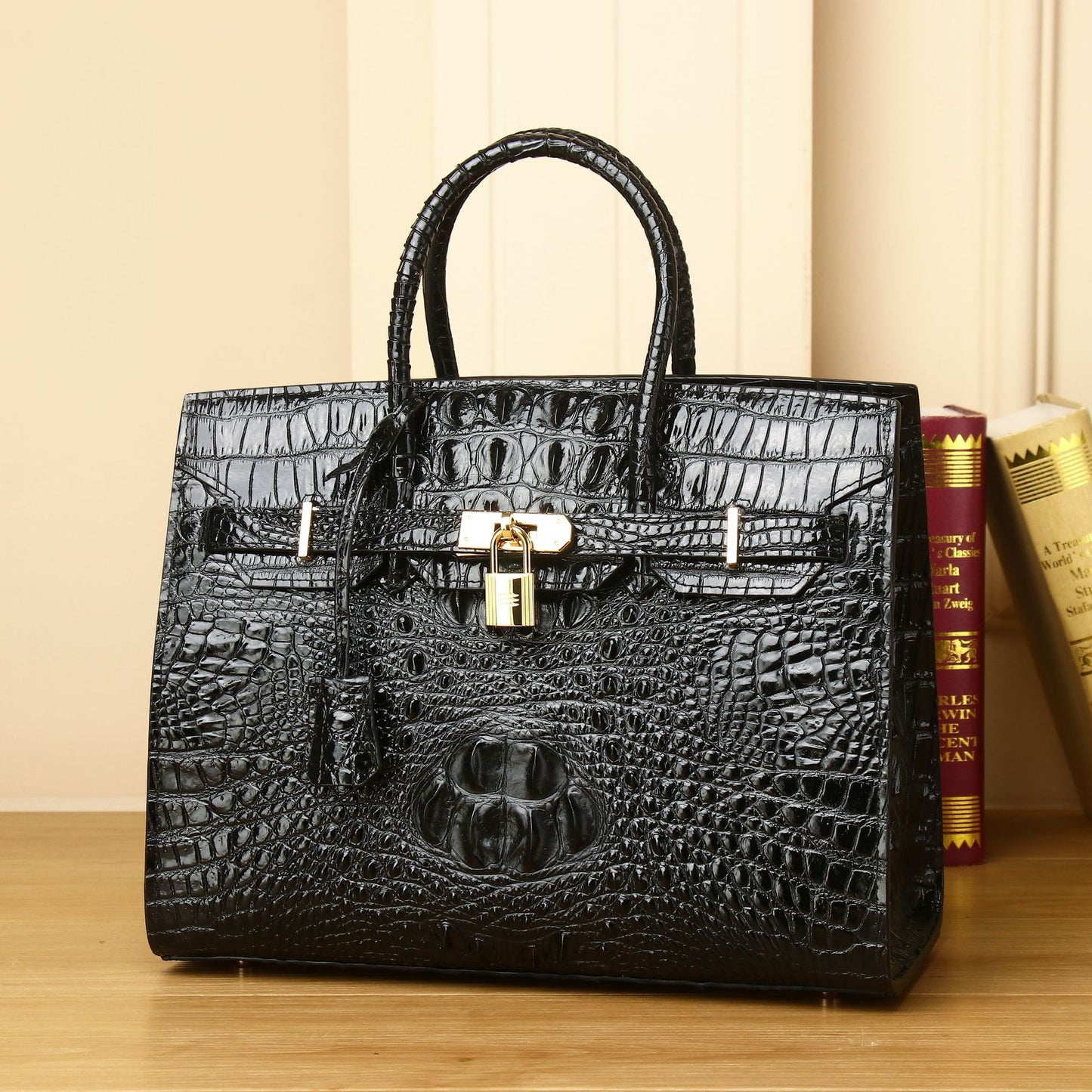 Women's Crocodile Leather Genuine Fashion Big Versatile Handbags