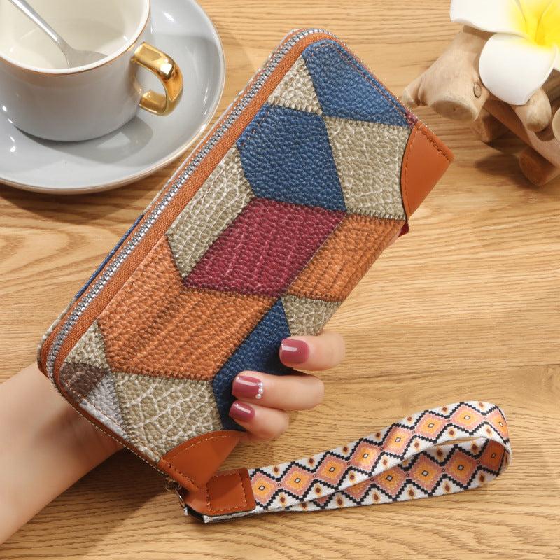 Women's Printed Plaid Contrast Color Mid-length Now Ladies Wallet