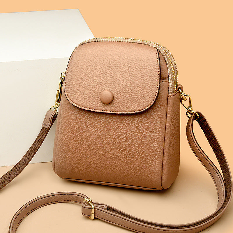 Women's Mobile Fashion Simple Soft Lychee Leather Pattern Women's Shoulder Bag