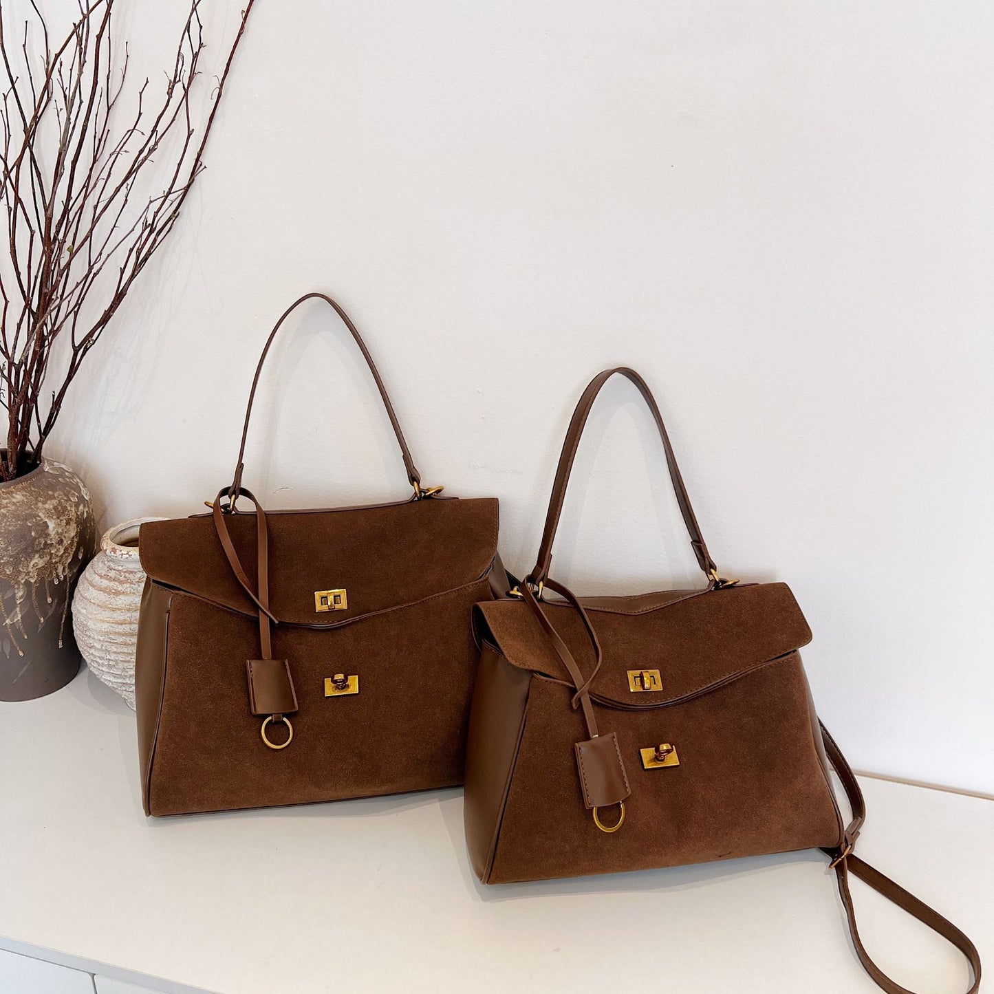 Texture Suede Large Capacity Commuter Fashion Shoulder Bags