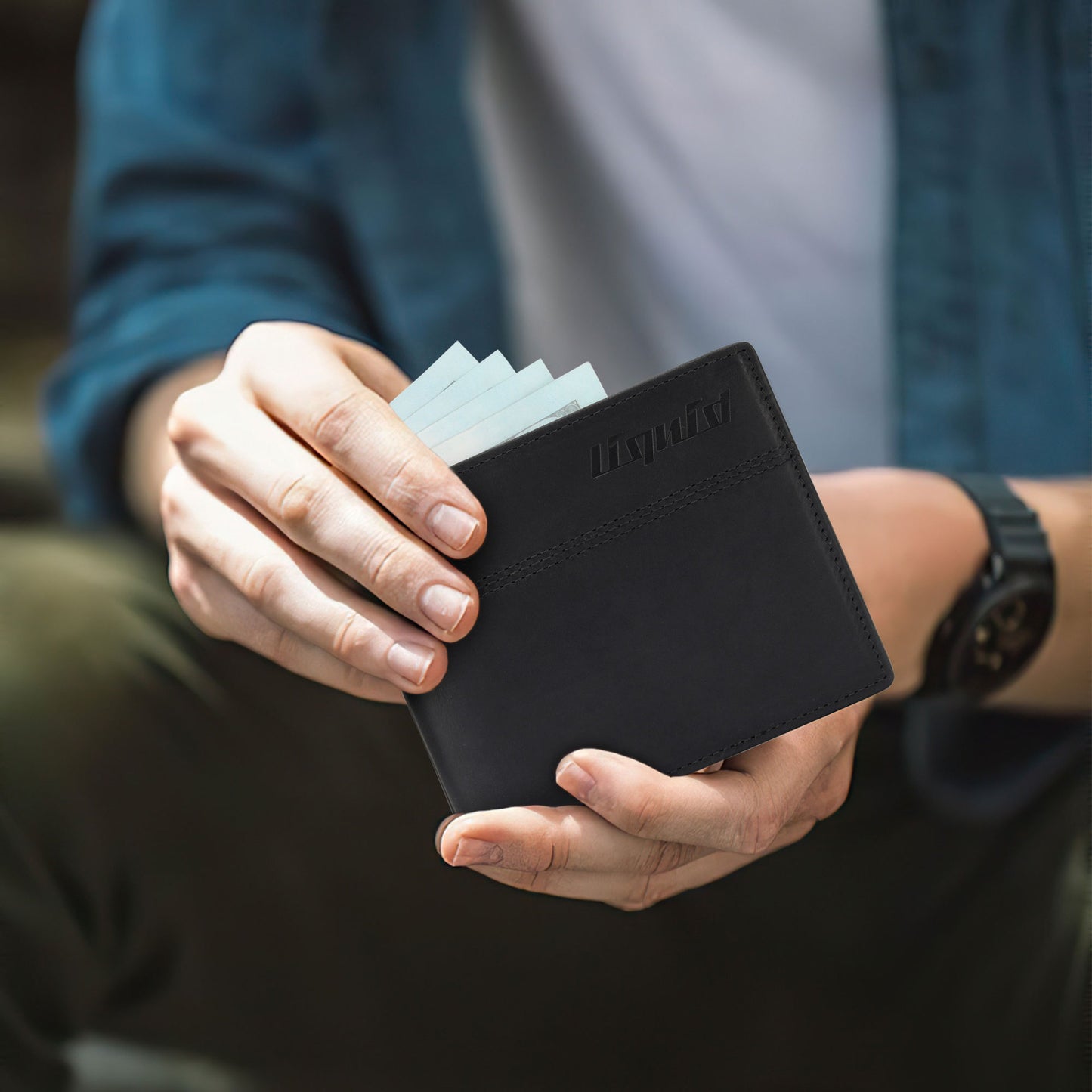 Men's Large Capacity Swiping Short Leather Men's Wallets