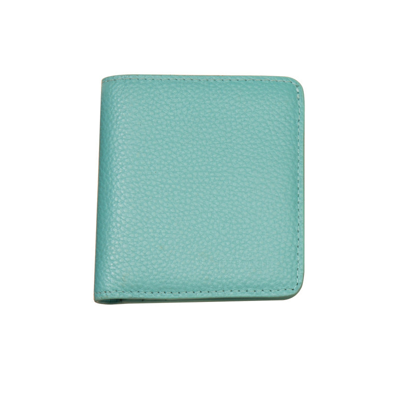 Genuine Leather Swiping Short Multiple Slots Ladies Wallet
