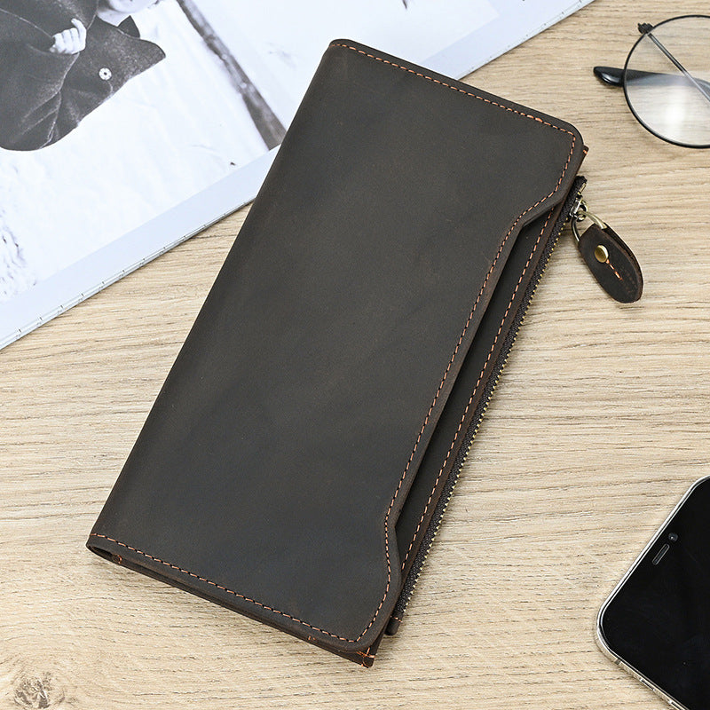 Men's Vintage Crazy Horse Leather First Layer Cowhide Men's Wallet