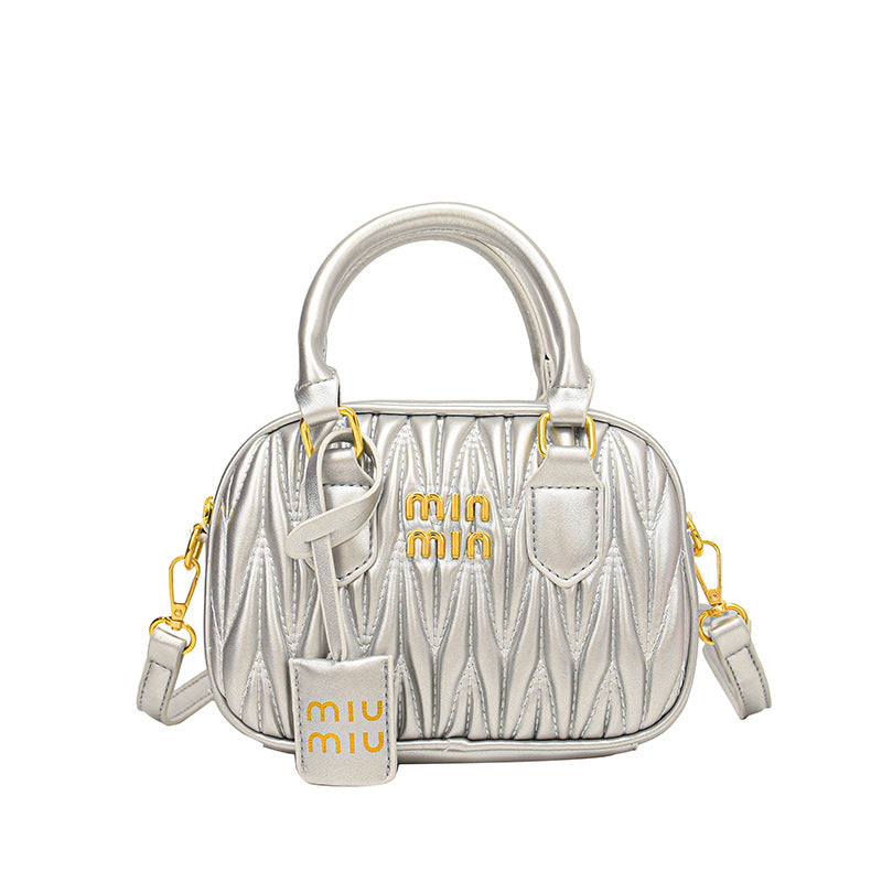 Women's Fashion Fashionable High-grade Pleated Bowling Mini Shoulder Bags