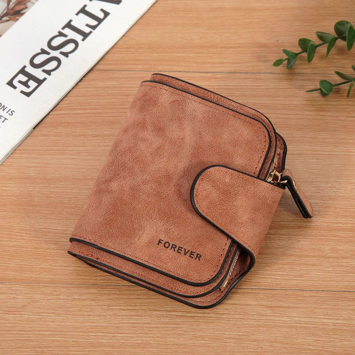 Glamorous Women's Retro Frosted Leather Short Coin Purses