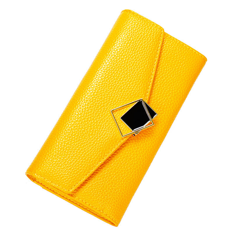 Women's Yellow Soft Clutch Large Capacity Multiple Ladies Wallet