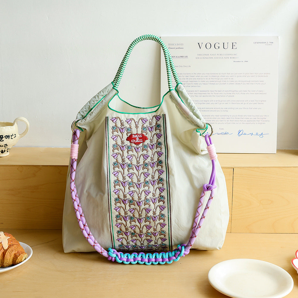 Thousand Needle Environmental Protection Waterproof Nylon Embroidery Fashion Large Capacity Women's Handbag