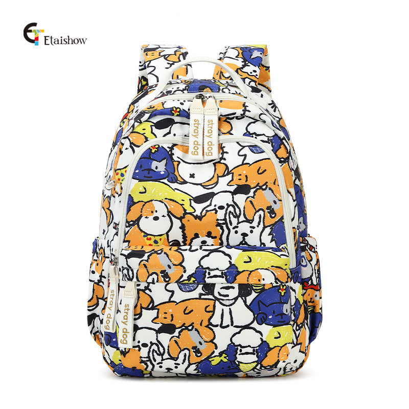 Women's For Junior Cute Cat Print Large Backpacks