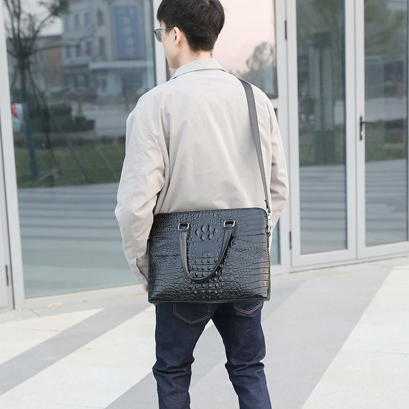 Men's High Quality Top Layer Cowhide Leather Large Men's Briefcases