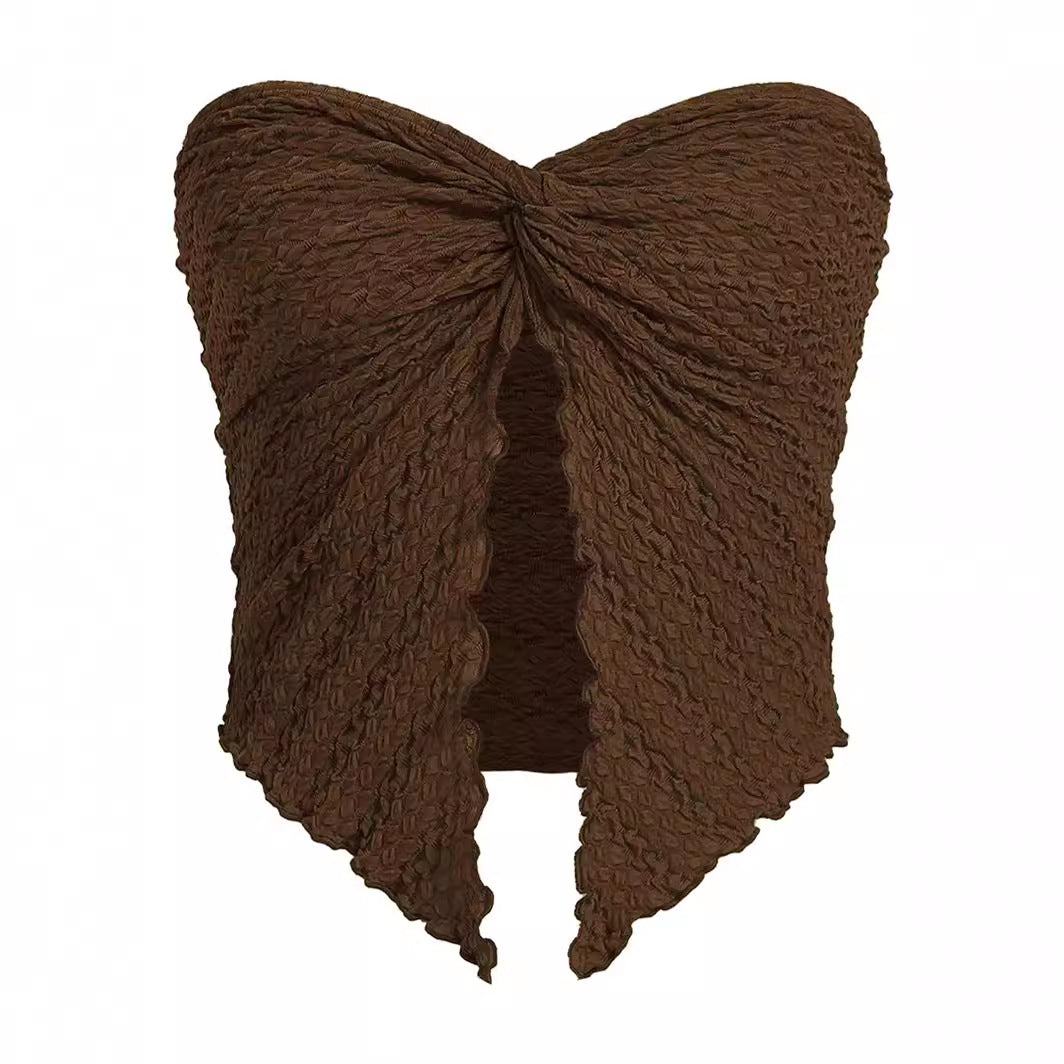 Women's Fashion Sexy Pleated Twist Tube Backless Tops