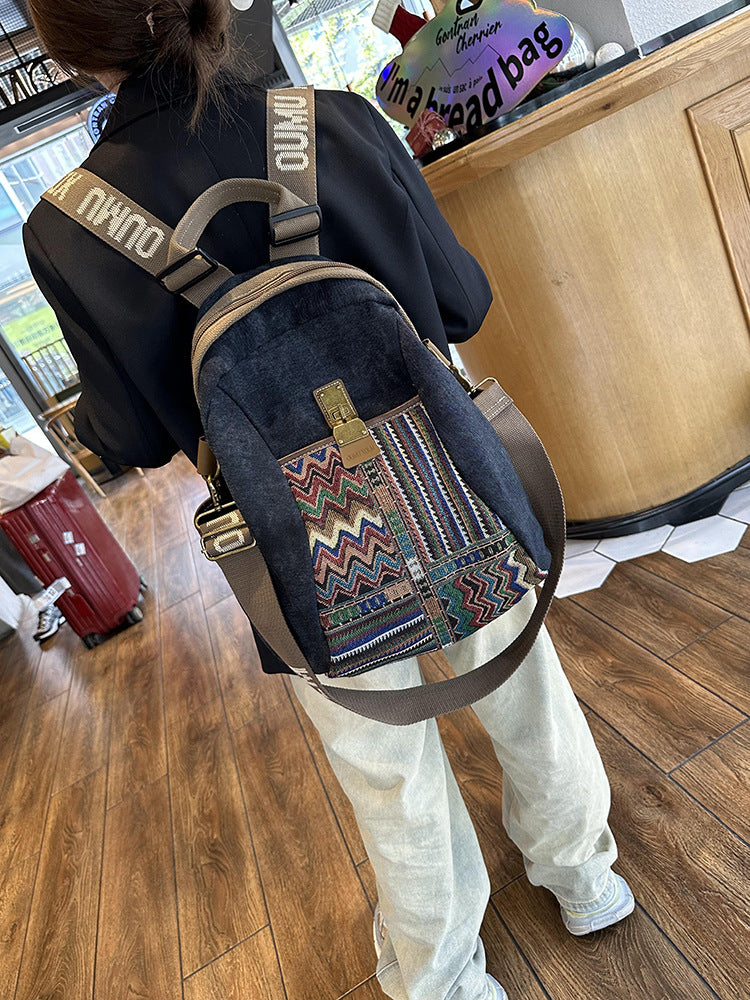 Capacity Canvas Vintage Embroidered Ethnic Denim Bags