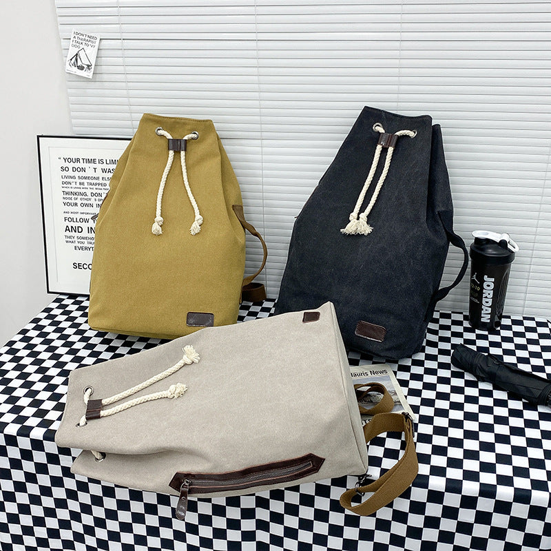 Canvas Simple Fashion Drawstring Korean Style Backpacks