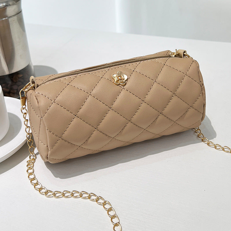 Embroidered Round Fashion Simple Hardware Flower Decorative Women's Messenger Bag