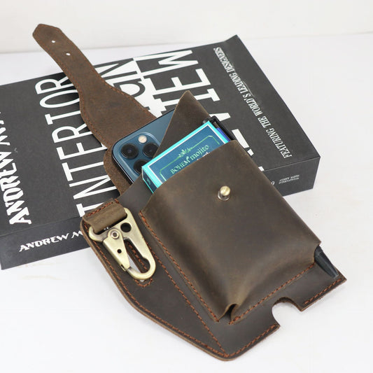 Men's Horse Leather Large Capacity Construction Site Men's Waist Packs