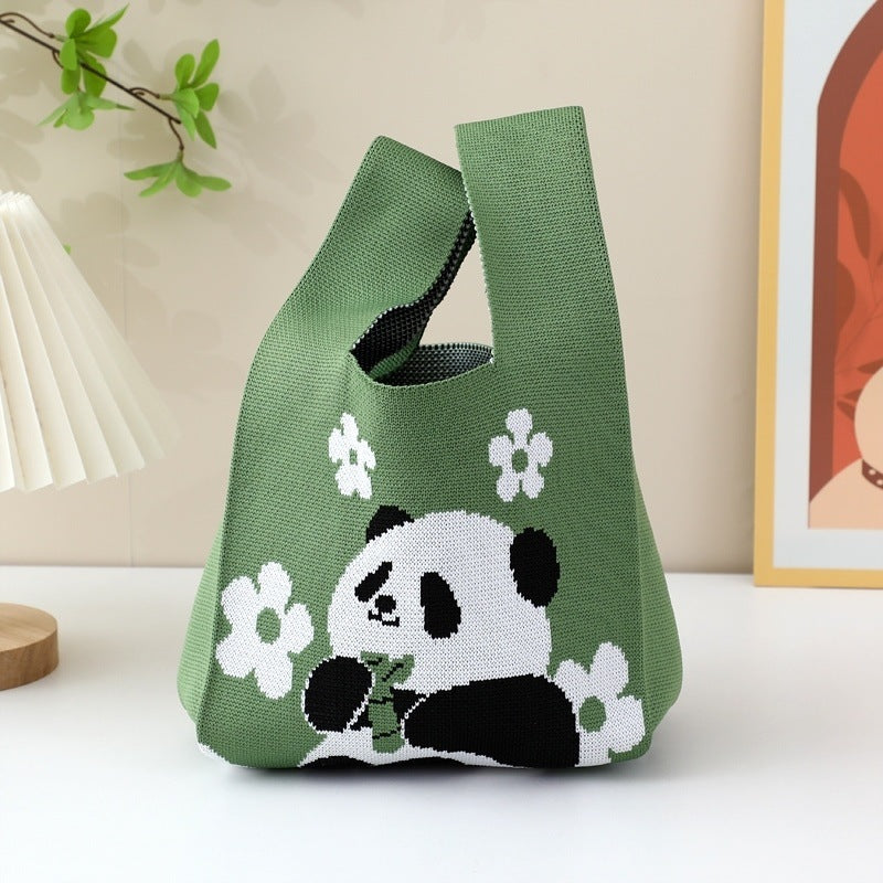 National Fashion Giant Panda Knitted Niche Gift Hand Cute Wild Women's Handbag