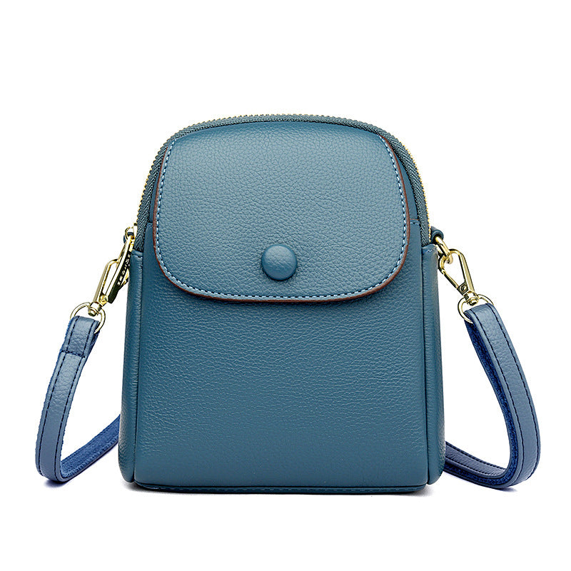 Women's Mobile Fashion Simple Soft Lychee Leather Pattern Women's Shoulder Bag